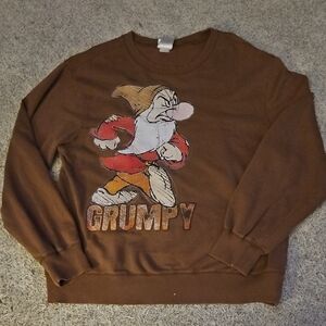 Disney Brown Crewneck Sweater with Cartoon Design
